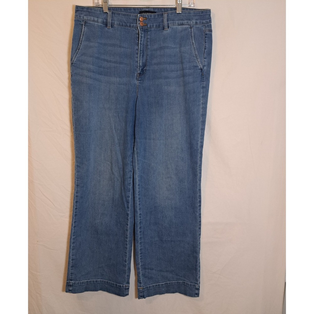 Talbots Size 16 Denim Jeans Wide Leg Medium Wash Pockets‎ Stretch / 30" Inseam